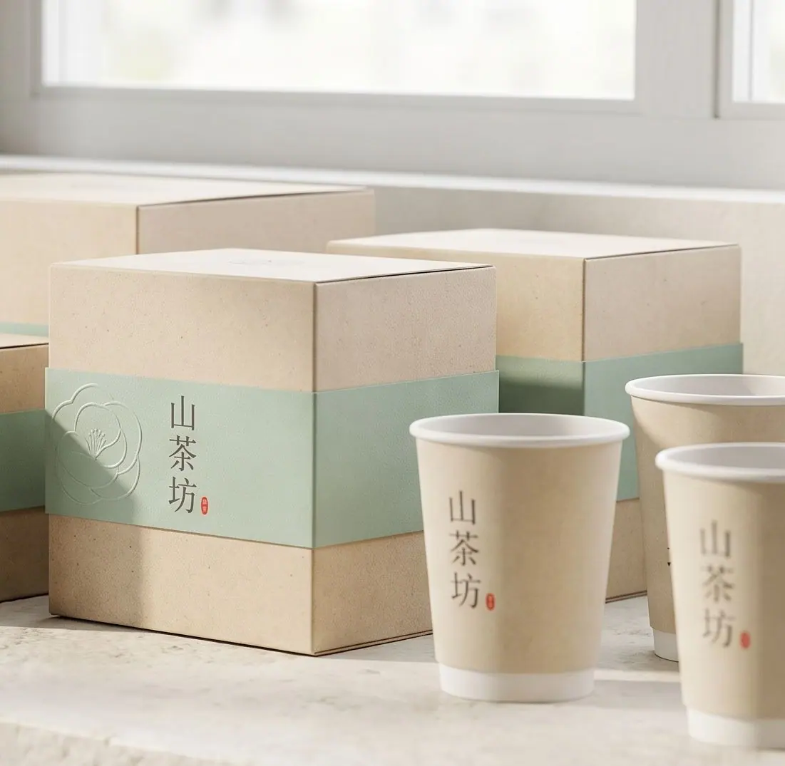 Close-up of the Camellia House gift box and belly band