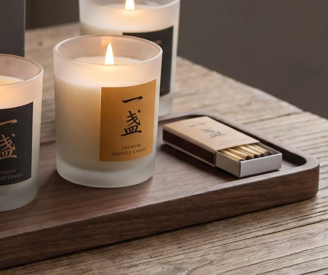 Close-up of a One Lamp candle and matchbox
